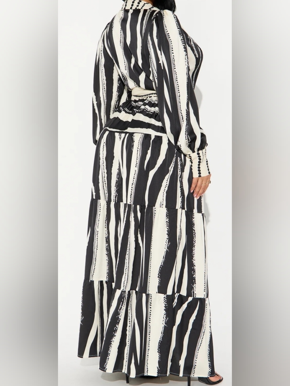 Black & Cream Maxi Dress - Picture 3 of 7